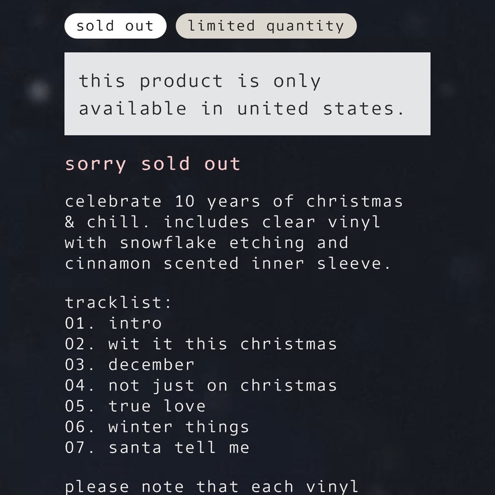 Ariana Grande Christmas & Chill Limited Edition Clear Vinyl Sold Out - Picture 6 of 6
